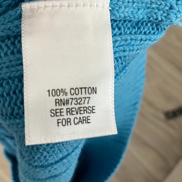 Croft & Barrow Sweater Women's XL Blue Cable Knit Button Shoulder Crew Neck - Picture 6 of 6